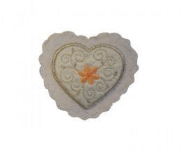 Embroidered Motif white heart with lace